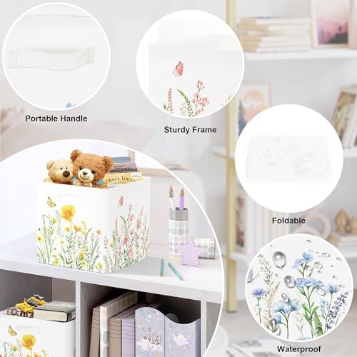11.8" Wild Flower Storage Cube Organizer Set 3Pcs Clothes Storage Basket Bin - Image 6