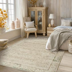 Cream Beige Area Rugs 4x6 Washable Floral Front Door Rug Indoor Entrance - Image 2