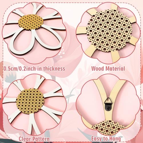 Thyle 6 Pcs Daisy Wall Decor Wooden Flower - Image 4
