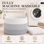 JMvicyroam 65L Extra Large Machine Washable Cotton Rope Blanket Basket - Image 7