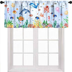 Whale Window Valance for Kids Room, Cartoon Cute Ocean Fish Shark Underwater by Unknown