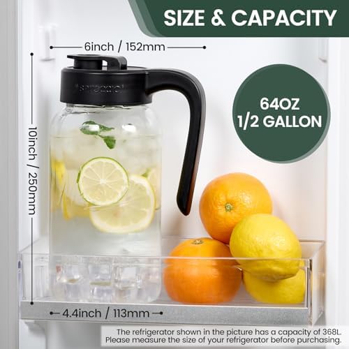 Mason Jar Pitcher, 64 oz, Glass Pitcher - Image 2