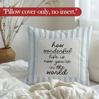 Blue Striped Nursery Throw Pillow Cover, Kids Room Decor, How Wonderful Life is - Image 5