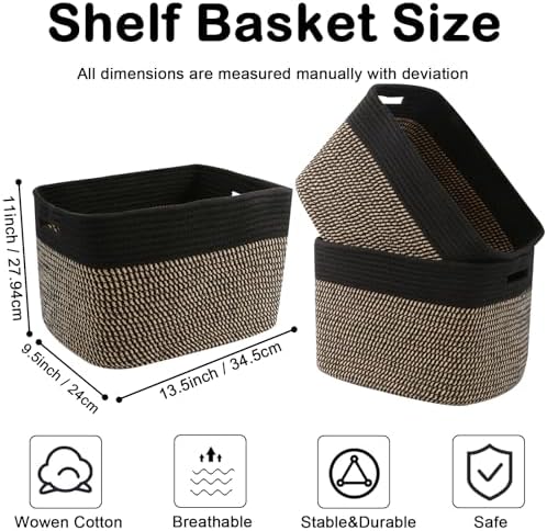 3 Pack Woven Baskets, Storage Baskets - Image 2