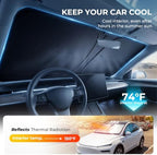 DooGooCoo Windshield Sun Shade for Tesla Model Y & Model 3 2017-2026 Sunshade - Image 3