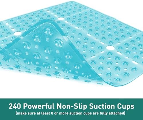 Large Square Shower Mat Bathtub Bath Mat Non Slip Green 27"x27" - Image 4