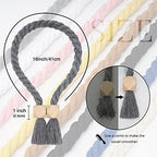 NICEEC 4 Pack Wooden Polyhedron Magnetic Curtain Tiebacks Boho Home Decor Drape - Image 4