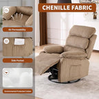 Velvet Upholstered Glider Recliner Chair – 360° Swivel Rocker Chair - Image 5