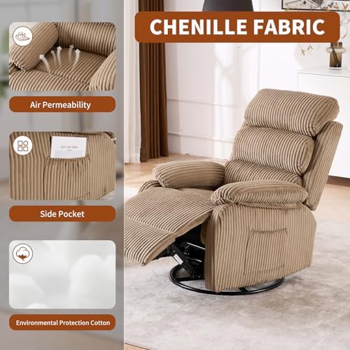 Velvet Upholstered Glider Recliner Chair – 360° Swivel Rocker Chair - Image 5