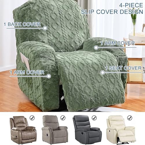 Recliner Chair Covers 4-Pieces Recliner Slipcovers Lazy Boy Chair Covers - Image 4