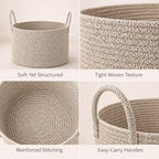 Big Gift Basket Empty Kit, Large Woven Rope Storage Basket - Image 6