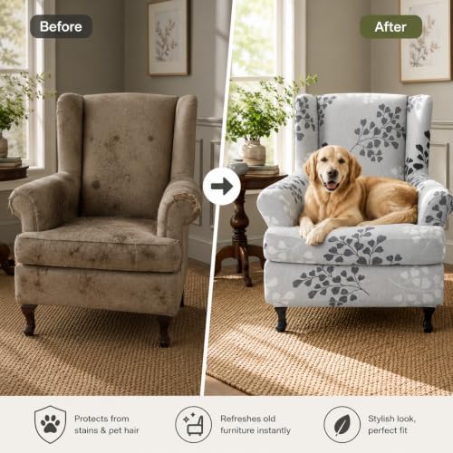 NILUOH Wingback Chair Covers 2-Piece, Armchair Slipcovers - Image 6