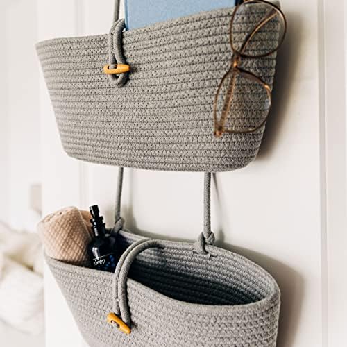 OrganiHaus Over the Door Organizer, Woven Rope Hanging Baskets - Image 4