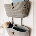 OrganiHaus Over the Door Organizer, Woven Rope Hanging Baskets - Image 4