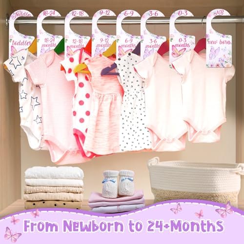 Baby Closet Dividers 8PCS, Butterfly/Floral Theme Wooden Double-Sided Clothes - Image 4
