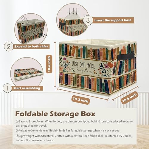 Floral Bookish Storage Box Bins, Book Lover Reader Gifts, Just One More Chapter - Image 3