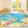 Large Blue Ocean Rug for Classroom – Washable 9x12 Kids Rug by HazoHaus
