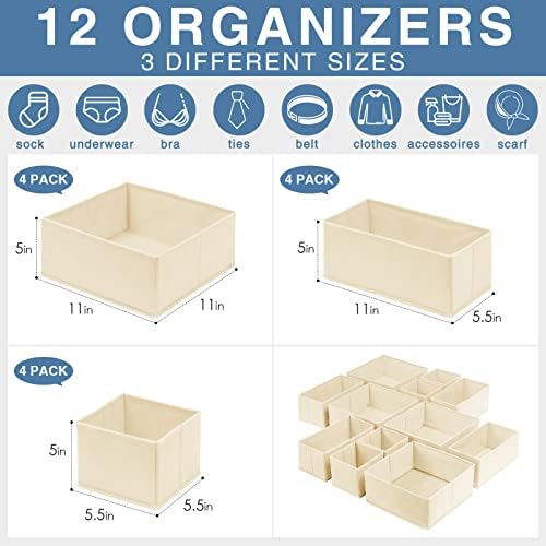 Criusia Drawer Organizer Clothes 12 Pack, Dresser Organizer - Image 3