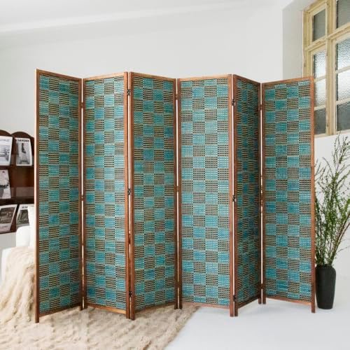 6 Panel Bamboo Room Divider, 5.6 ft Tall Double-Sided Folding Privacy Screen - Image 4