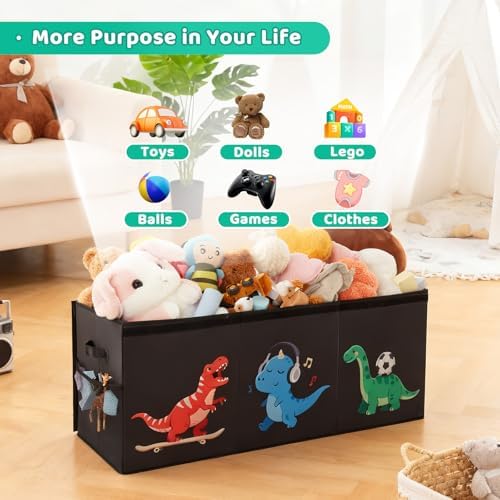 Extra Large Toy Box with Lid, Dinosaur Collapsible Toy Storage - Image 4