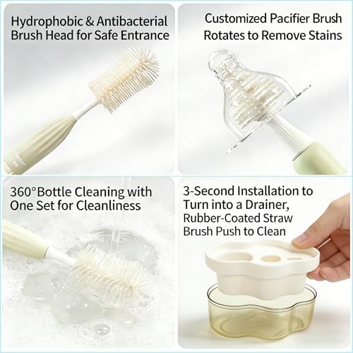 Baby Bottle Brush Kit with Push-Press Bubble and Drying Rack - Image 3