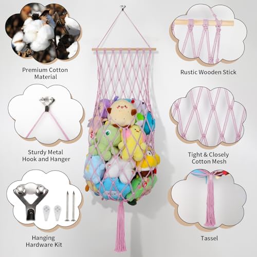 68 Inch Stuffed Animal Storage Hammock Corner Plushie Net - Image 4