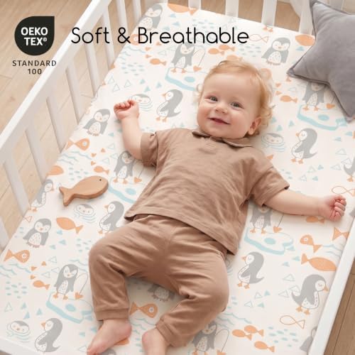 Pack and Play Mattress Sheets Fitted, 3 Pack Mini Crib Sheets - Image 7