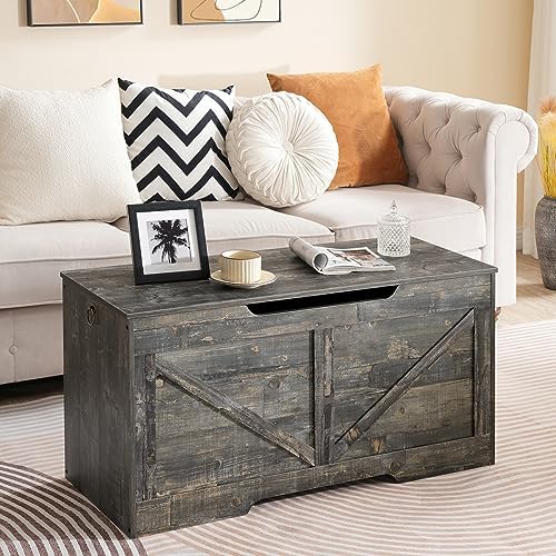 HOOBRO Storage Bench, 39.4” Retro Wooden Storage Chest - Image 4