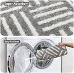 ORTIGIA Striped Gray Bathroom Rugs Non Slip Washable, 20x30 Quick Dry Absorbent - Image 6