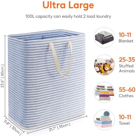 Lifewit 100L Large Laundry Baskets, 1 Pack, Reinforced Handles - Image 4