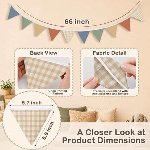 Playroom Wall Decor Pennant Banner Flags 5.5Ft - Image 3
