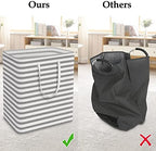 StorageRight Laundry Basket Hamper, 100L Clothes Storage, Striped Grey - Image 5