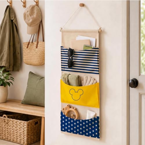 3-Pocket Hanging Wall Organizer, Cute Star Stripe Design - Image 5