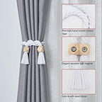 NICEEC 4 Pack Wooden Polyhedron Magnetic Curtain Tiebacks Boho Home Decor Drape - Image 3