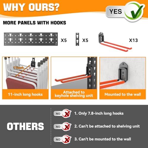TORACK Garden Tool Organizer Wall Mounted, Folding Chair Storage Rack - Image 3