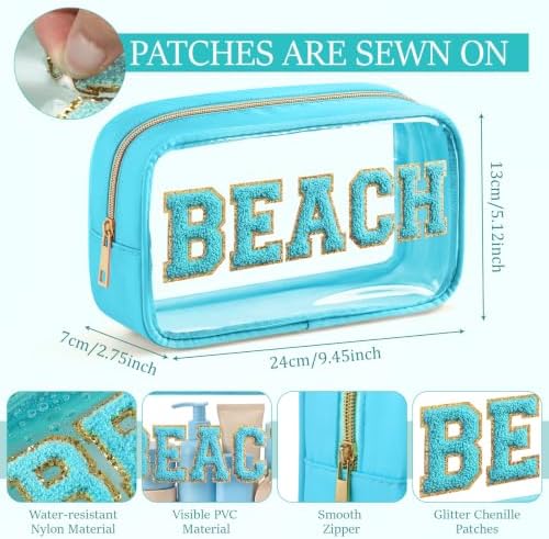 4 Pcs Beach Toiletry Bag Clear Chenille Letter Pouch Diaper Bag Organizer - Image 2