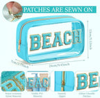 4 Pcs Beach Toiletry Bag Clear Chenille Letter Pouch Diaper Bag Organizer - Image 2