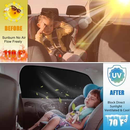 XCBYT Magnetic Car Side Window Shades, 100% Blackout Privacy Curtains - Image 2