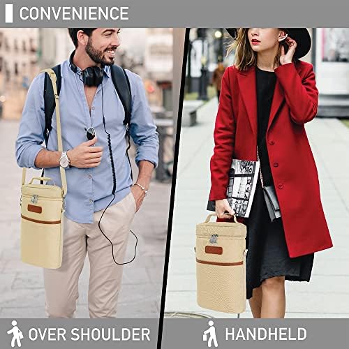 opux 2 Bottle Wine Carrier Tote, Insulated Leakproof Wine Cooler Bag, Wine - Image 6