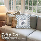 Blue Thank Heaven for Little Boys Pillow Covers 18x18 Boy Nursery Decor - Image 3