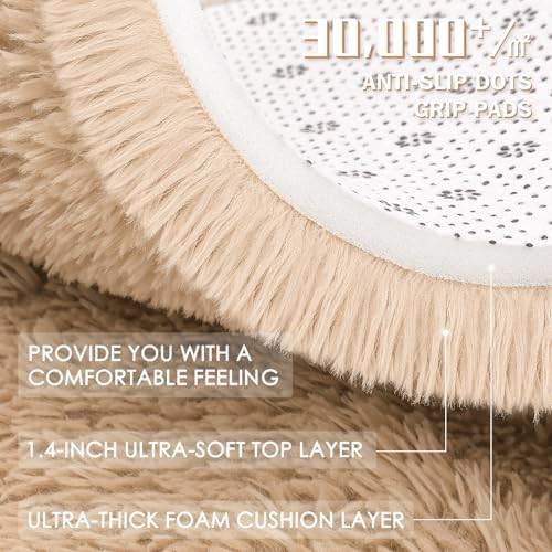 OLANLY 3x3 Machine Washable Small Bedside Rug, Soft Fluffy Shaggy Entryway - Image 7
