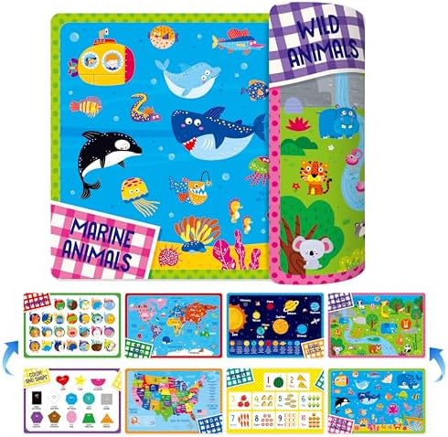 4 Pack Placemats for Kids, Non-Slip Washable Table Mats, Double-Sided Reusable by SpriteGru