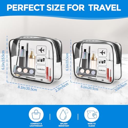 AURUZA 2 Pack TSA Approved Toiletry Bag, Travel Cosmetic Bag - Image 2