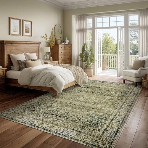 BILEEHOME Vintage Olive Green 6x9 Area Rugs - Image 2