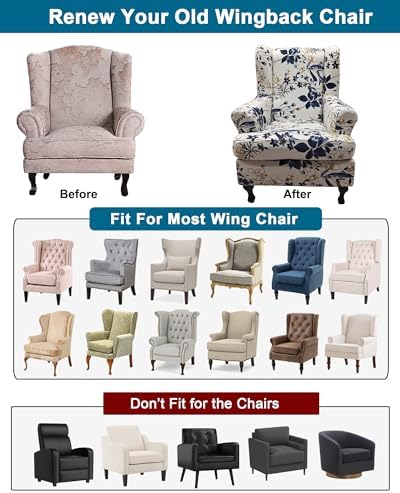 CRFATOP Wingback Chair Covers Stretch Armchair Slipcovers - Image 4