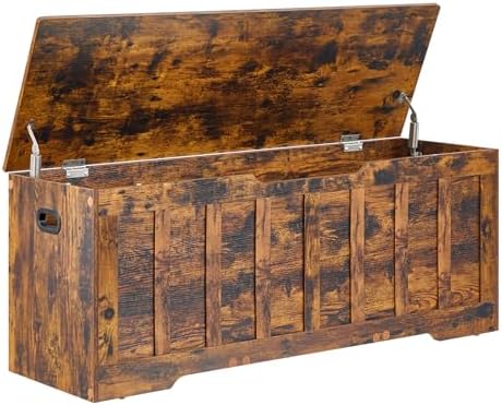 VANKILEY 47.2" Storage Chest Extra Large, Wooden Storage Bench, Rustic Brown by Unknown