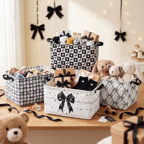 4 Pcs Coquette Black Bow Storage Basket - Image 2