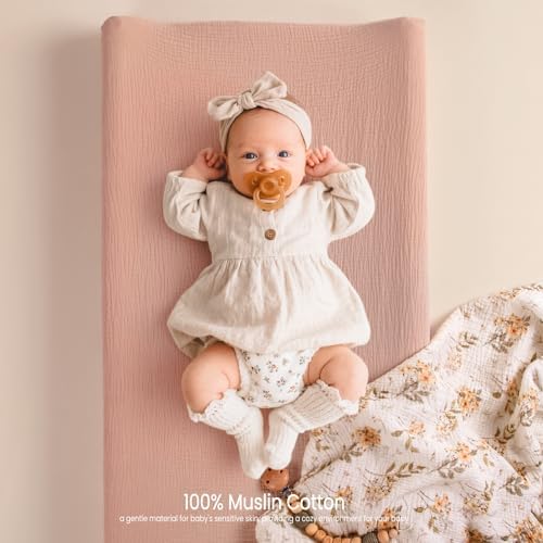 lulumoon Muslin Changing Pad Cover: 32x16 Fit Standard Rectangle Pad - Image 4