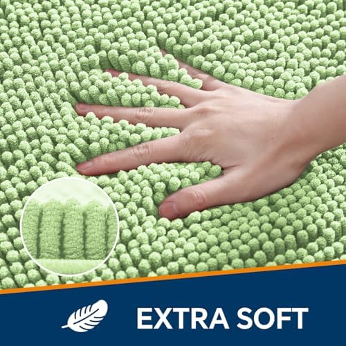 Chenille Bathroom Rug 30"x50" Seafoam Green, Large Plush Bath Mat - Image 3