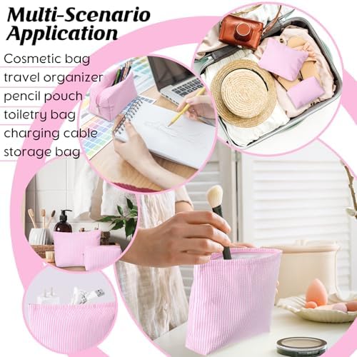 Huhumy 2 Pcs Makeup Bag Set for Women, Thin Stripe - Image 5